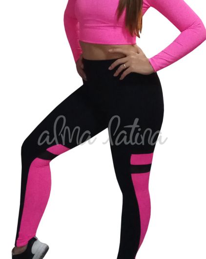 Leggings negro y rosa fluor