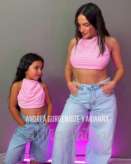 Colección madre e hija. Top Guajira rosa bebé.