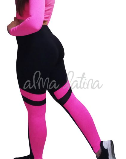 Leggings negro y rosa fluor