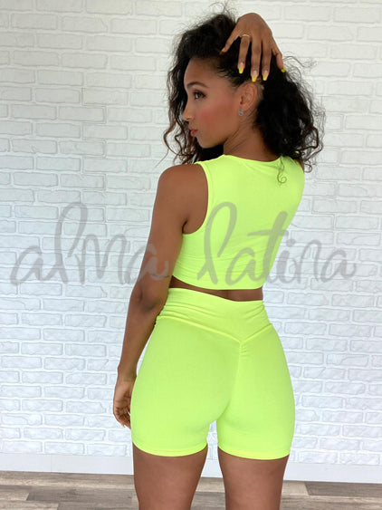 Short Frunce Amarillo Fluor