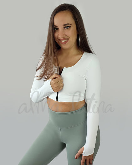 Top Blanco Cremallera Negra