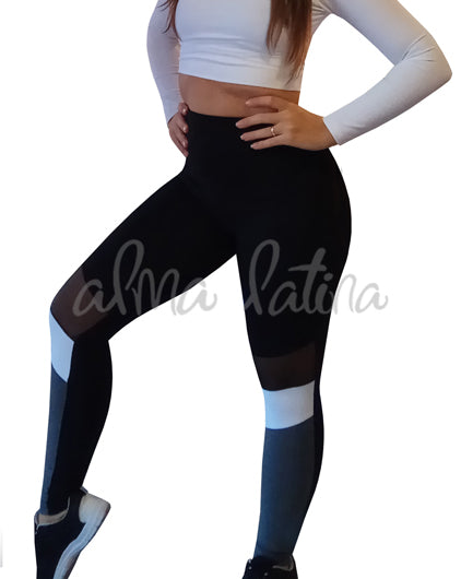 Leggings Negro Gris y Blanco