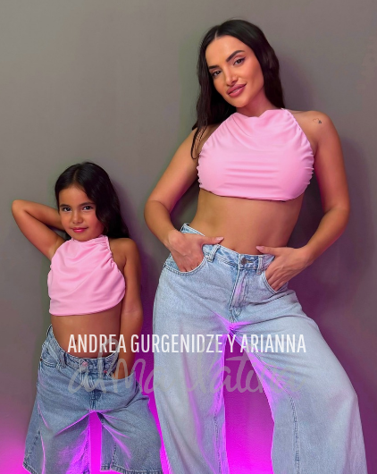 Colección madre e hija. Top Guajira rosa bebé.
