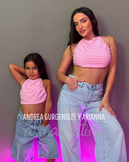 Colección madre e hija. Top Guajira rosa bebé.